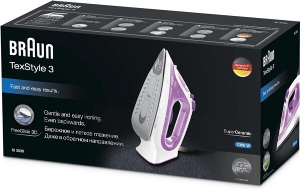 ⁦מגהץ קיטור Braun TexStyle 3 SI 3030 בצבע סגול⁩ – תמונה ⁦2⁩